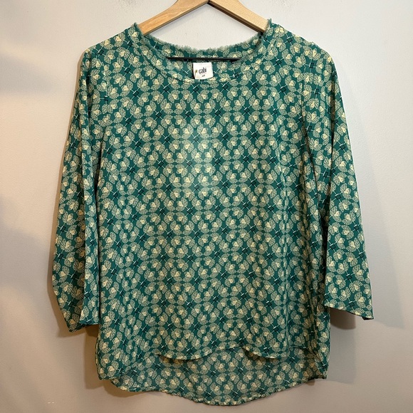 NWT Cabi #3069 Jade Green Leaf Blouse Size Medium - Picture 2 of 8